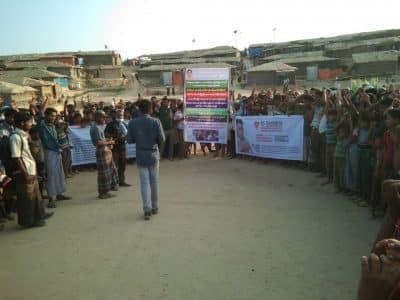 احتجاج سلمي يقابل المسؤول الميانماري الزائر مخيمات الروهنغيا ببنغلادش