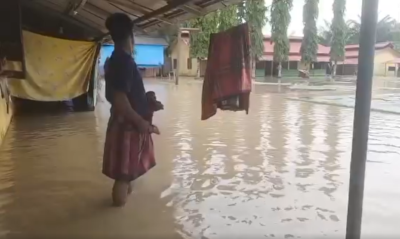 مياه الأمطار تغمر مساكن الروهينجا في مخيم "مينا رايا" في إندونيسيا في 30-12-2024 (صورة: مواقع التواصل الاجتماعي)