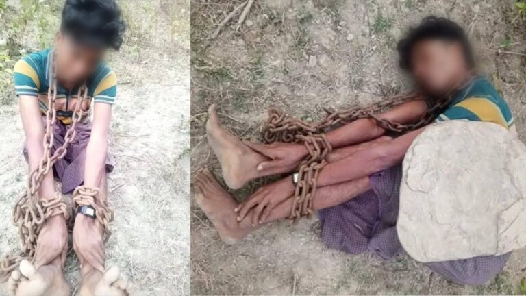 صور متداولة لجثمان اللاجئ الروهنجي المختطف في بنغلادش محمد أيوب، يمين، وحياً خلال احتجازه، يسار، (صورة: مواقع التواصل الاجتماعي)