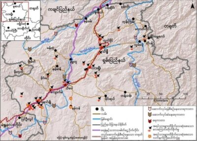 منظمة: جيش ميانمار قتل العشرات لتمهيد مشروع سكة حديد مع الصين 1 خريطة توضح مسار خط السكة الحديدية "كيوكفيو-ميوز" والمناطق التي قصفها جيش ميانمار (صورة: Mizzima)