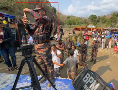 صورة منسوبة لجندي بجيش أراكان خلال المهرجان المحلي في بنغلادش (صورة: مواقع التواصل الاجتماعي)