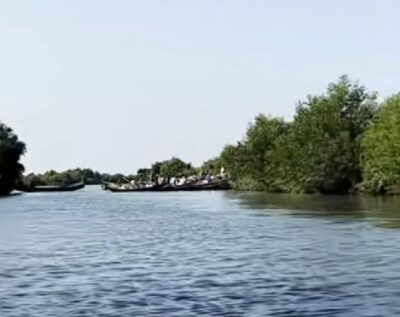 نهر "ناف" الفاصل بين ميانمار وبنغلادش قرب "مونغدو" حيث سمح جيش أراكان للروهينجا بالعبور لبنغلادش أبريل 2025 (صورة: مواقع التواصل الاجتماعي)