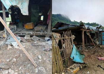 تضرر منزل جراء قصف بطائرة مسيرة تابعة لجيش ميانمار في فاركاهنت بإقليم كاشين (صورة: Myanmar NOW)