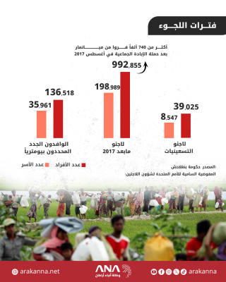 أوضاع وإحصائية اللاجئين الروهينجا في مخيمات بنغلادش حتى نهاية أكتوبر